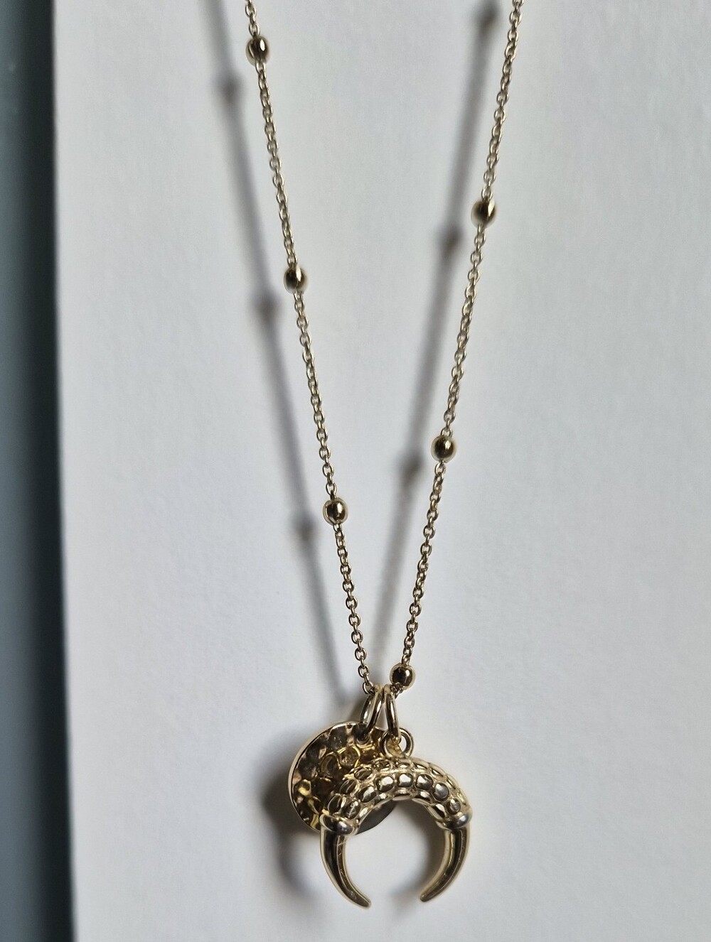 Gold Crescent Pendant Necklace
